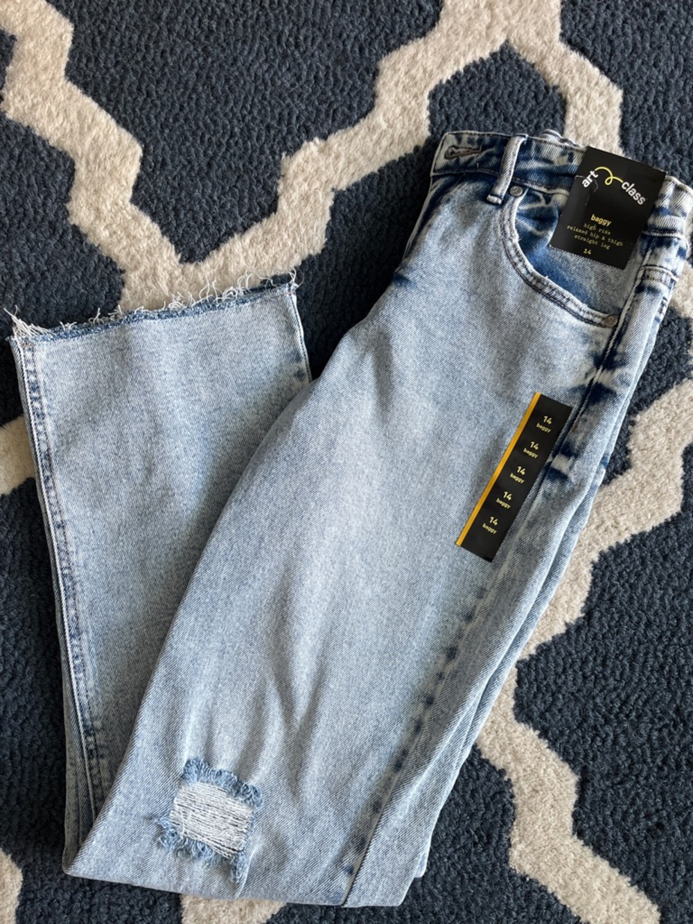 art class Light Wash Straight Leg Jeans with Raw Hem